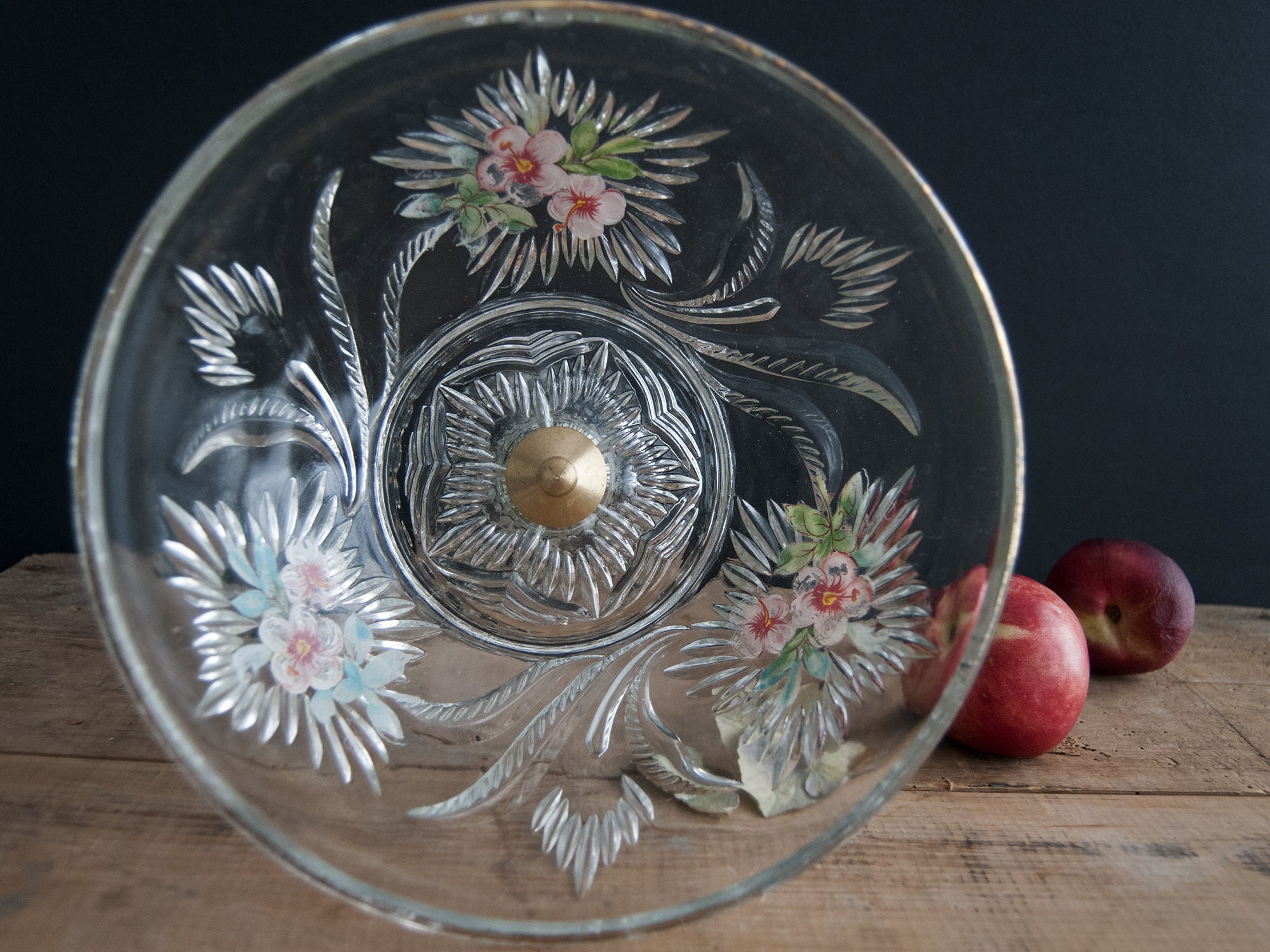 Vintage Pedestal Fruit Bowl Glass French Antique Serving Etsy UK