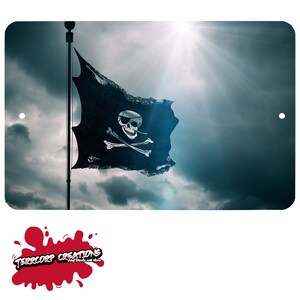 Pirate&#39;s Jolly Roger 2 metal sign - Wall Decor - Aluminum Door Sign - Kid&#39;s Room - Study - Pirate - Caribbean - Man Cave - She Shed - Art