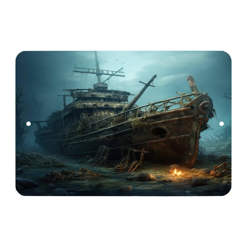 Sunken Pirate Ship 3 Metal Sign - Wall Decor - Wall Metal Sign - Kid's ...