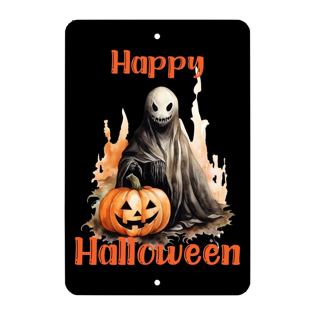 Scary Ghost 2 Halloween Metal Sign - Wall Decor - Man Cave - She Shed ...