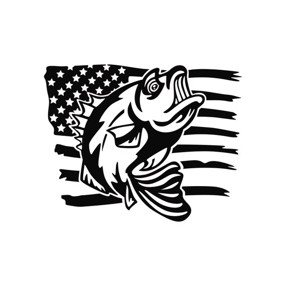 Bass Fish W/ American Flag Vinyl Decal for Cars, Laptops, Water Bottles,  Mirrors, Boxes, Gift Idea, Etc. Fishing Salt Water Fresh 
