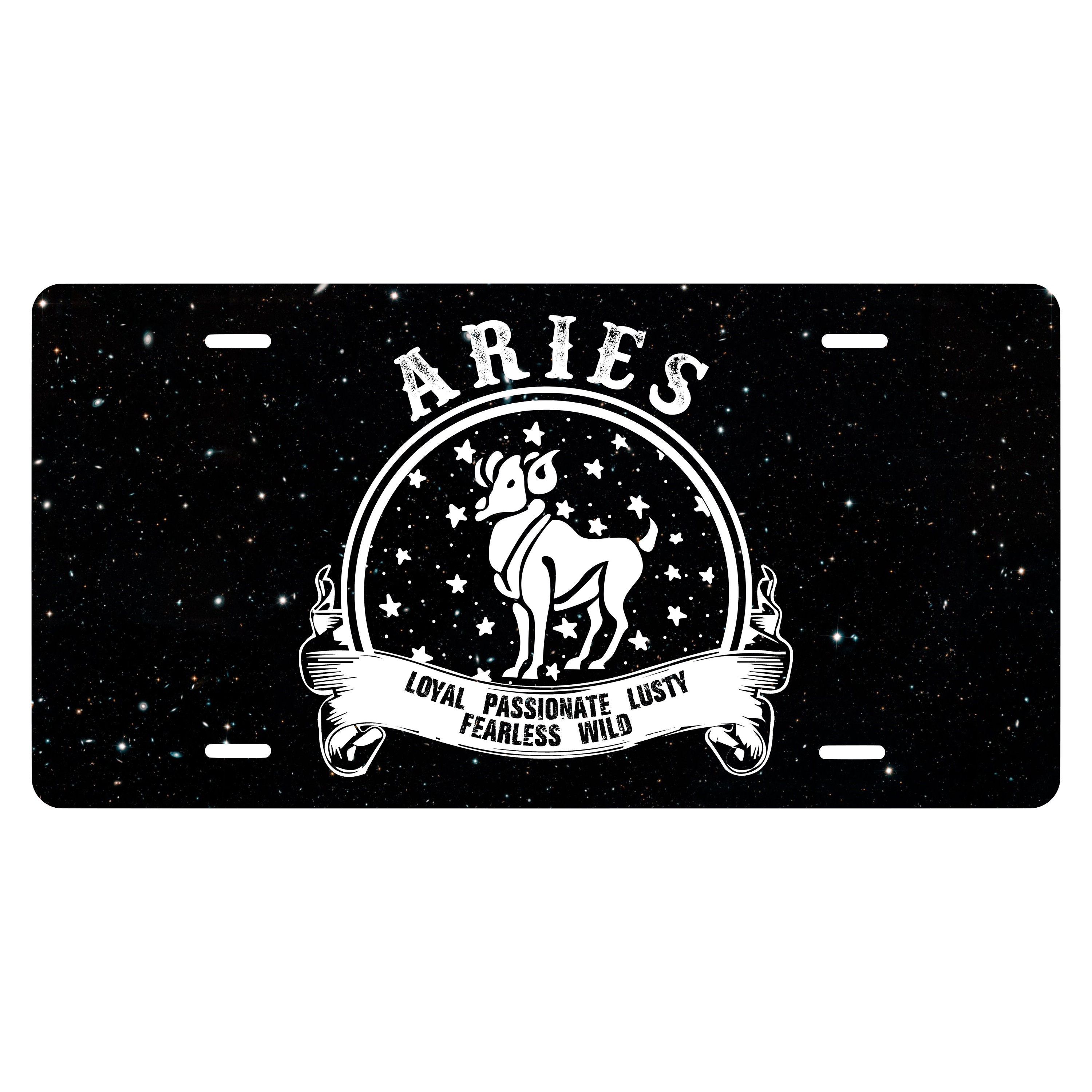 Custom Aries Zodiac Sign Vanity Metal License Plate - Celestial