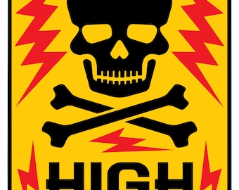 Danger High Voltage Metal Sign - Wall Decor - Man Cave - She Shed - Skull - Art - Aluminum Door Sign - Wall Metal Sign - Kid&#39;s Room - Study