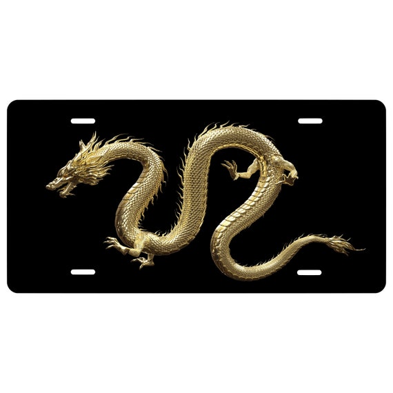 ⑮Dog Tag Dragon 真鍮 Personalized Custom Golden Dragon Novelty Front License Plate