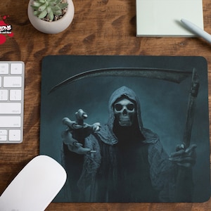 Grim Reaper Mouse Pad - Dark Gothic Mousepad - Scary Mouse Mat - Custom Office - Gift Idea - Novelty computer - Goth - Biker - Skulls