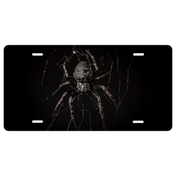 Personalized Custom Spider Novelty Front License Plate - Man Cave - She Shed - Webs - Goth - Florida - Trees - Halloween - Arachnophobia