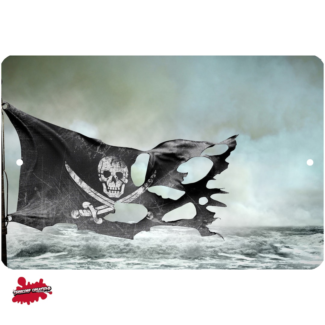 Jolly Rocker Sign Pirate's Jolly Roger Metal Sign - Wall Decor - Aluminum Door Sign - Kid ...
