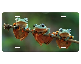 MSGUIDE Two Cute Frogs Love Front License Plate Cover,Novelty Aluminum Metal Car Vanity Tag Plates Decorative for Men Women Girl Gift 6 X 12 Inch MSGUIDE Two Cute Frogs Love Front License Plate Cover,Novelty Aluminum Metal Car Vanity Tag Plates Decorative for Men Women Girl Gift 6 X 12 Inch