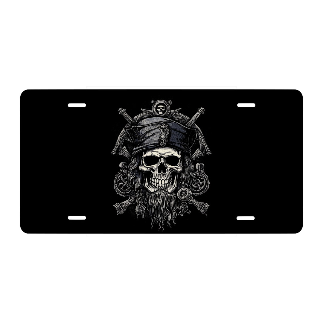 Skull Pirate 2 Novelty Front License Plate Caribbean Flag Etsy