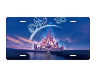 Custom Disney Princess Castle Novelty Front License Plate - Mickey - Princess | Decorative Auto Tag - Wall Art Decor | Donald | Pluto | Mini