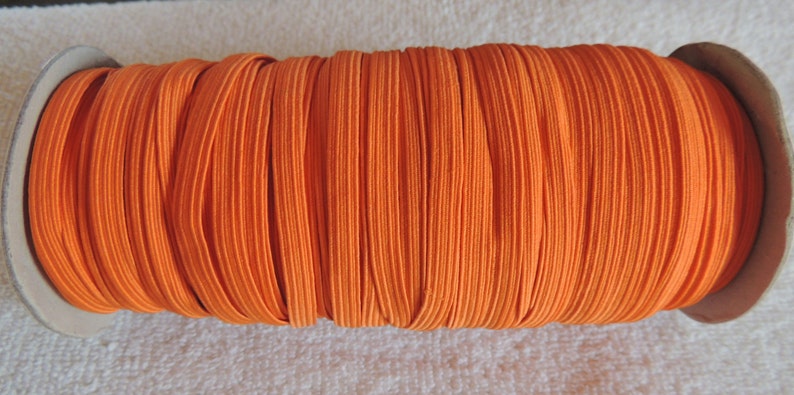 Solid 14 Skinny Elastic 3 or 5 Yards Orange