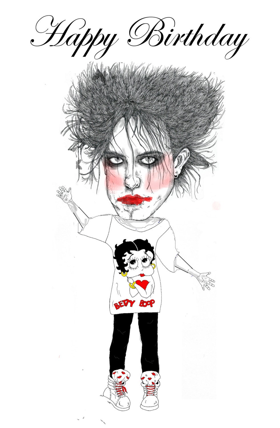 Robert Smith The Cure Birthday Card And Badge A5 Etsy