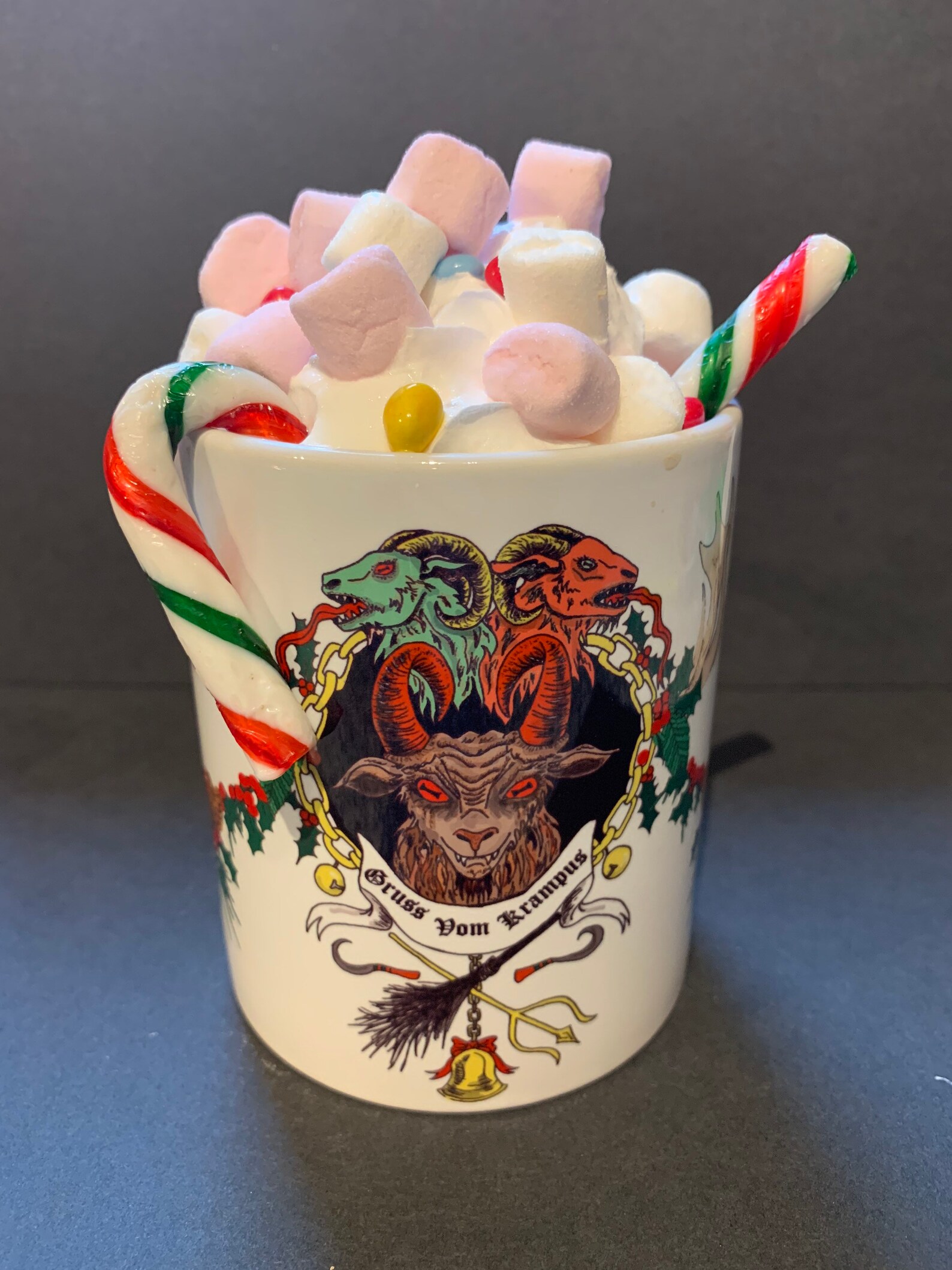 Krampus Christmas mug / chocolate and marshmallow gift mug