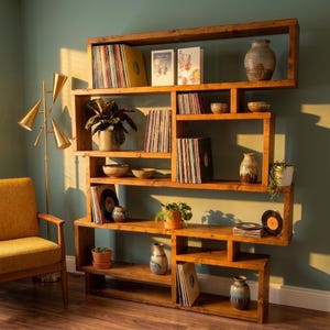 Cube Shelving Unit | Box Style Bookcase | Solid Wood Storage Crates | Modular Rustic Display | Square Compartment Shelf