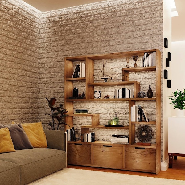 Reclaimed Wood Bookcase / Shelving Unit - scaffold furniture-3dn