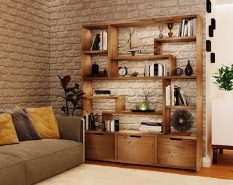 Reclaimed Wood Bookcase / Shelving Unit - scaffold furniture-3dn