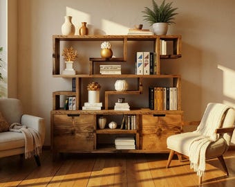 Reclaimed Wood Bookcase / Shelving Unit scaffold furniture - low2d