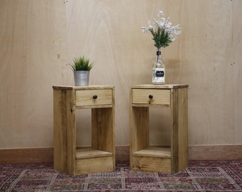 Rustic Bedside Table / Nightstand With drawers made from reclaimed pallet wood. x2 free UK delivery