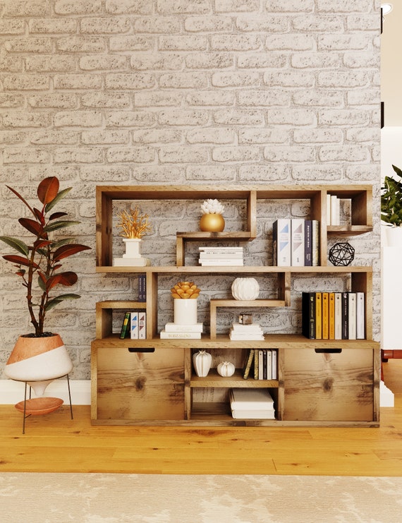 Librería / estantería de madera recuperada muebles de andamio-low2d -   España