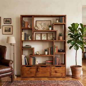 Reclaimed Wood Bookcase / Shelving Unit - scaffold furniture-3dn