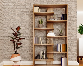 Solid Wood Bookcase Shelving Unit -  central