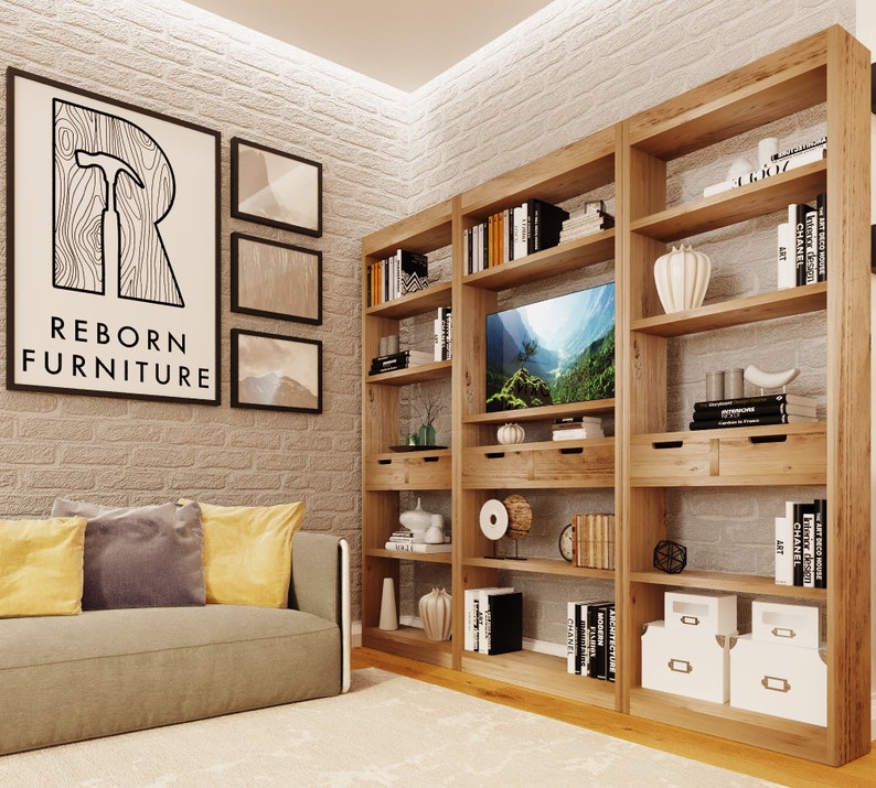 Reclaimed Wood Bookcase / Shelving Units Room Divider Etsy UK