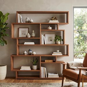 Solid Wood Bookcase Flat Pack | Self Assembly Scaffold Timber Shelving Unit | Storage - Free delivery