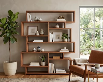 Solid Wood Bookcase Flat Pack | Self Assembly Scaffold Timber Shelving Unit | Storage - Free delivery