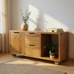 TV/media Unit made from reclaimed wood - door tv unit image 1