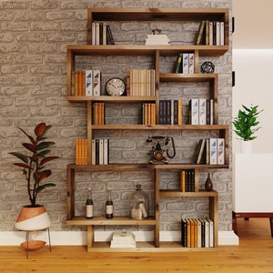 Librería / estantería de madera recuperada muebles de andamio