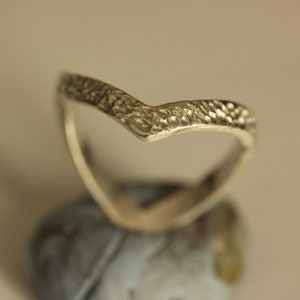 Forged wave, wishbone  solid sterling silver statement ring, size Q
