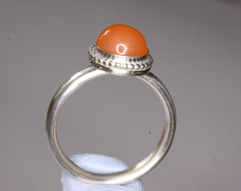 Simple and sweet in Orange Moonstone and solid sterling silver, UK hand made