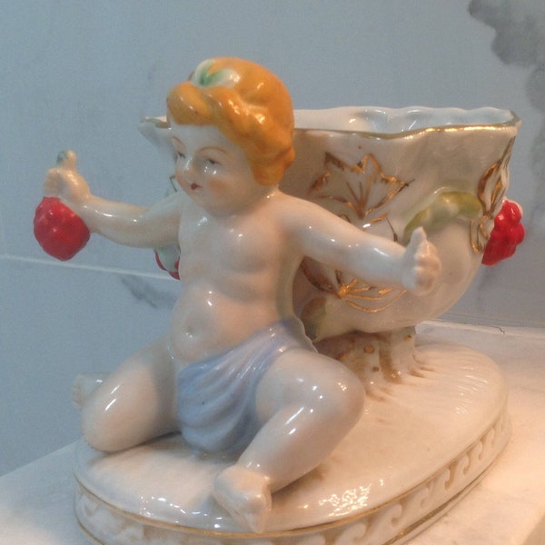 Cherub Vase, Cherub planter Occupied Japan, Vintage Porcelain Cherub Vase, Vintage Porcelain Angel Vase