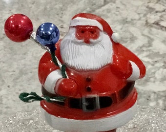 Vintage Rosbro Santa on Snow Shoes, V8ntage Hard Plastic Santa Candy Container