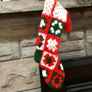 Vintage Granny Squares Christmas Stockings, Vintage Christmas