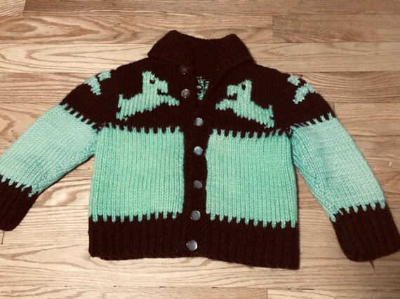 Vintage Toddler Cowichan Wool Cardigan Sweater, Ha