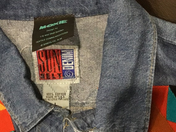 Vintage SUN BELT Southwest Denim and Suede Long D… - image 6