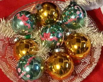 Vintage Glass Ornaments, Christmas Ornament Lot