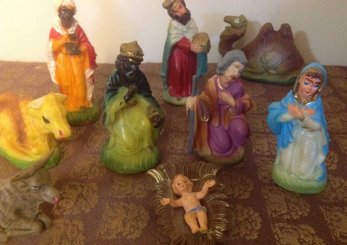 Vintage Hard Plastic Hong Kong Nativity Set Vintage Nativity Etsy UK