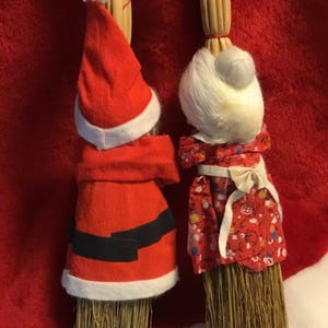 Vintage Santa and Mrs Claus Straw Broom Dolls, Vintage Enesco Santa Doll, Vintage Christmas Decorations, Vintage Christmas Ornaments, Santa, image 5