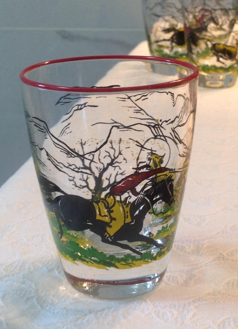 Vintage Libbey Cowboy Glasses Mid Century Cowboy Drinking | Etsy