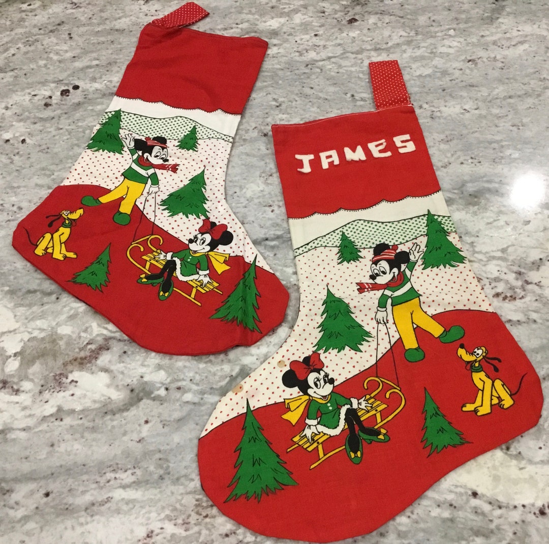 Vintage Mickey Mouse Christmas Stockings Vintage Disney Etsy Disney Christmas Stockings