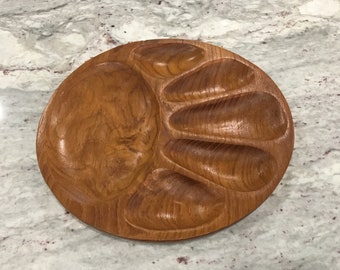 Mid Century Teak Appetizer Tray, Teak Tray