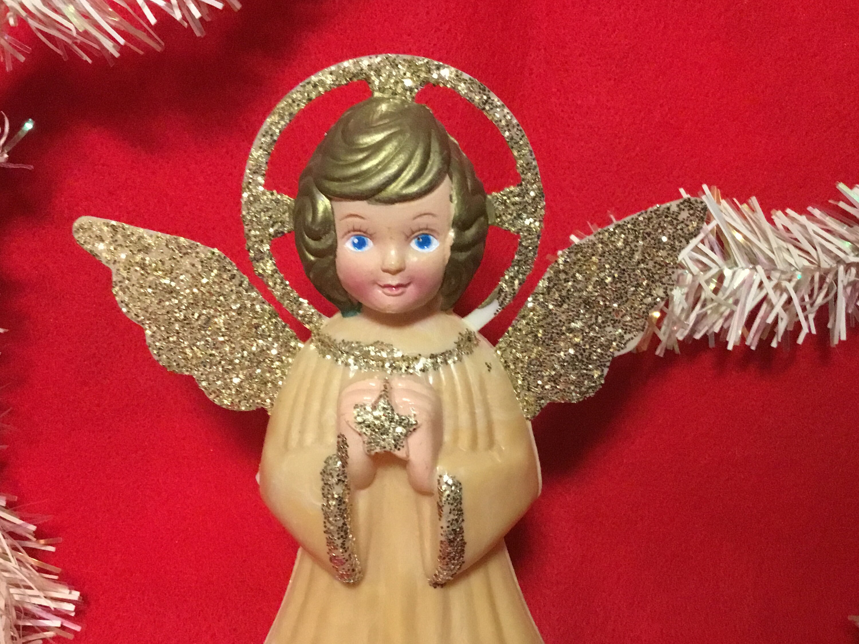 Vintage Plastic Straw Angel Tree Topper