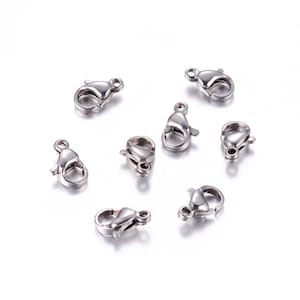 20 Silver Stainless Steel Lobster Clasps Crafts Jewellery Making 10x6mm | 12x7mm | 15x9mm F401