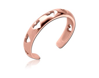 Hollow Hearts Rose Gold Stainless Steel Toe Ring Jewellery Foot Beach 15mm J317