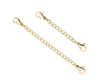 3 Golden Stainless Steel Curb Double Ended Extender Chains Jewellery Making 75|100mm F608