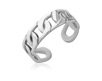 Chain Link Silver Stainless Steel Toe Ring Jewellery Foot Beach 15mm J322