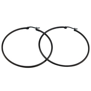 Black Stainless Steel Hoop Earrings Ear Jewellery 2mm 10|20|25|30|40|60|70mm J412