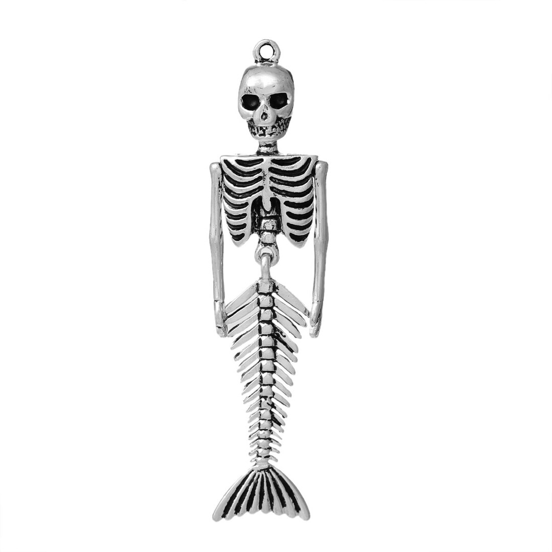 2 Mermaid Skeleton Water Sea Antique Silver Charms Pendants - Etsy
